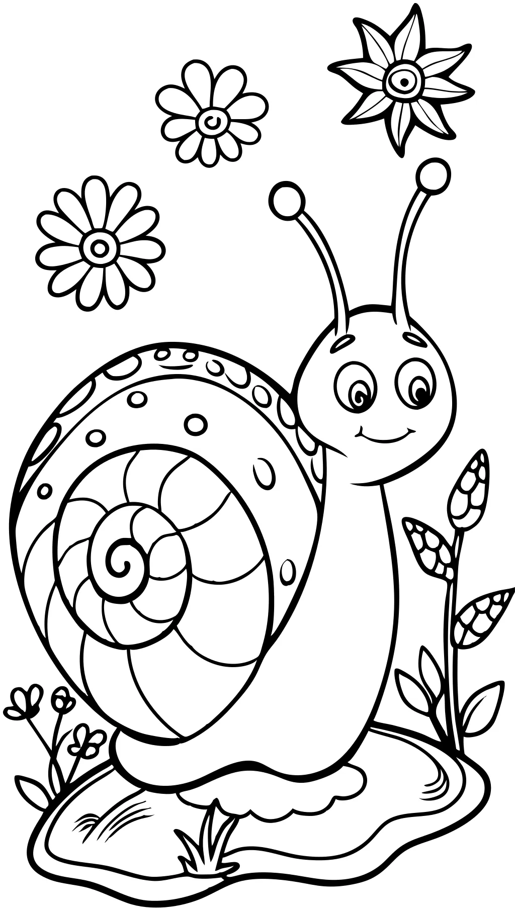 coloring page of a snail